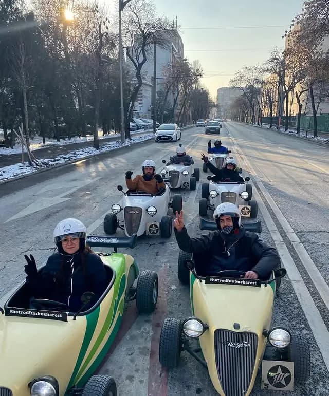 Group riding in a hot rod convoy